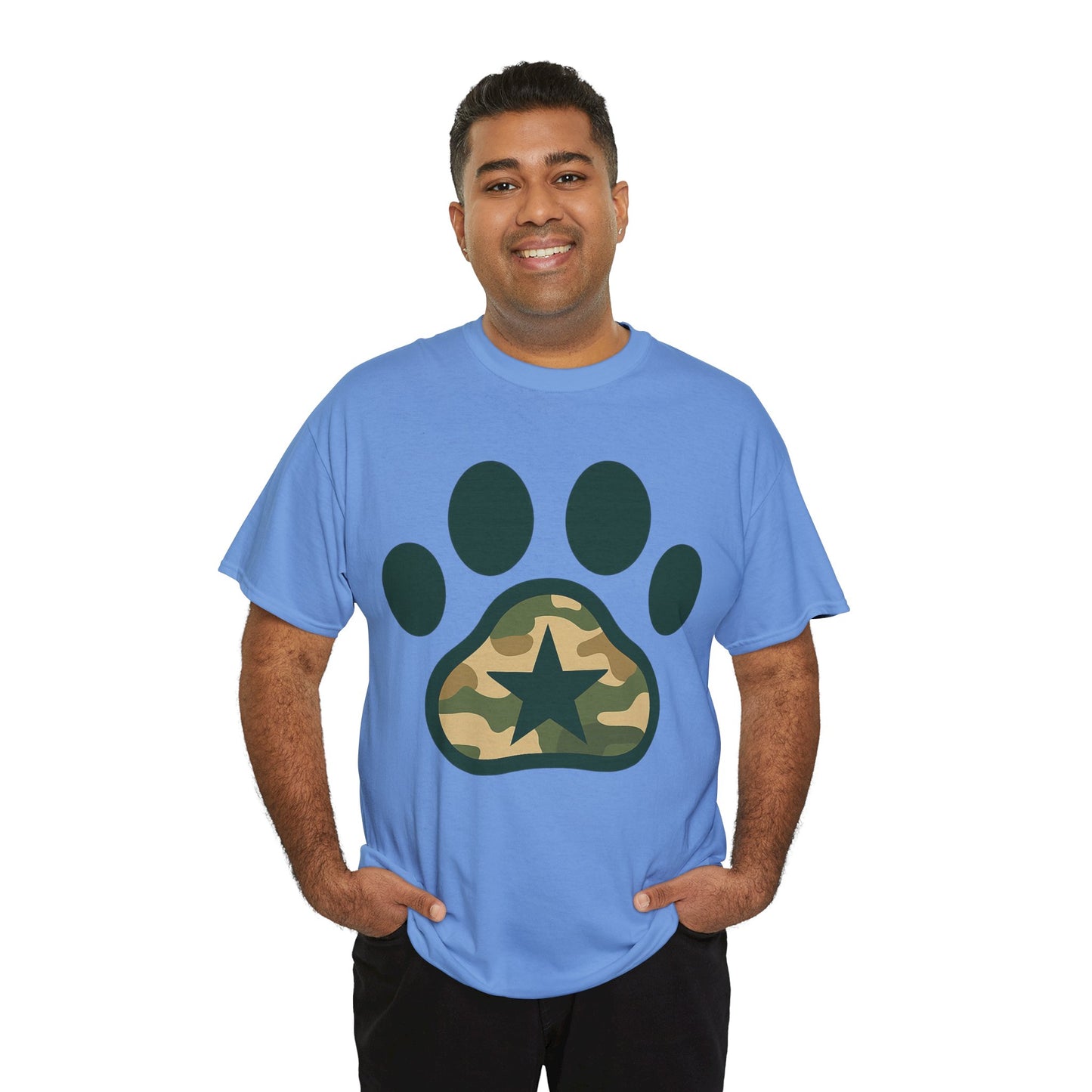 Camo Paw Print Tee, Animal Lover Shirt, Unisex Cotton T-Shirt, Pet Owner Gift, Casual Wear, Nature-Themed Apparel