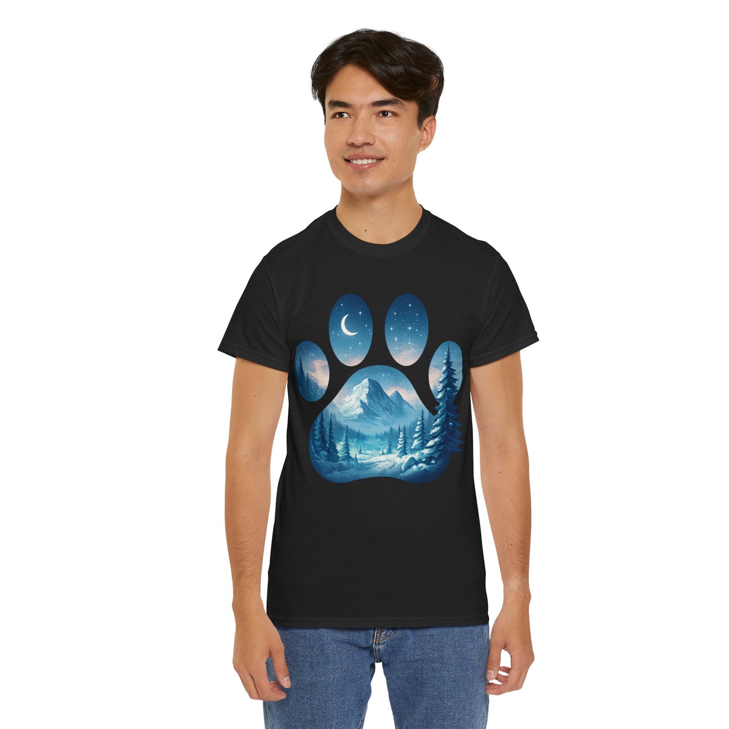 Nature-Inspired Paw Print Tee, Ideal for Pet Lovers, Perfect Gift for Birthdays, Relaxed Fit, Outdoor Adventures, Eco-Friendly
