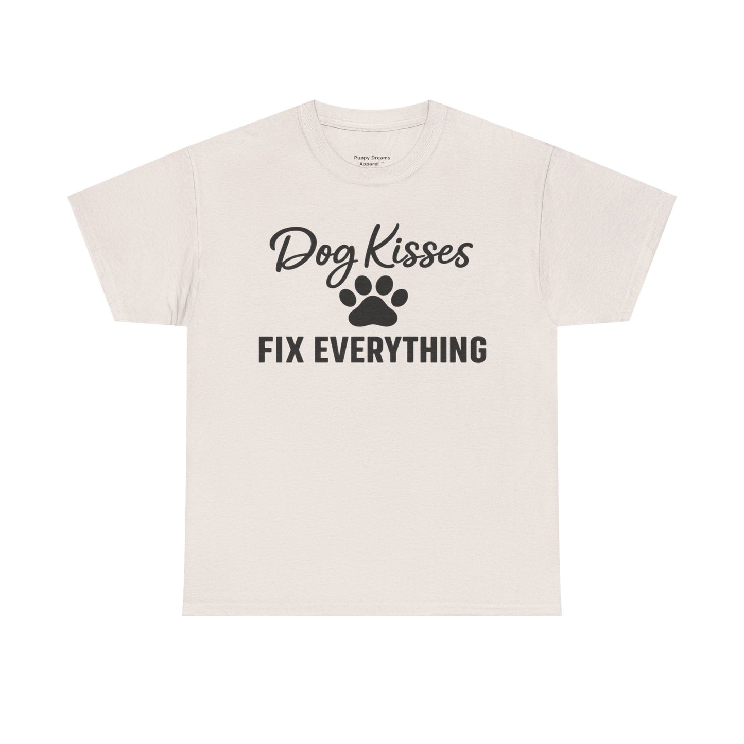 Dog Kisses Fix Everything Unisex Heavy Cotton Tee, Pet Lover Shirt, Gift for Dog Owners, Animal Rescue Supporter Tee, Casual Everyday Wear