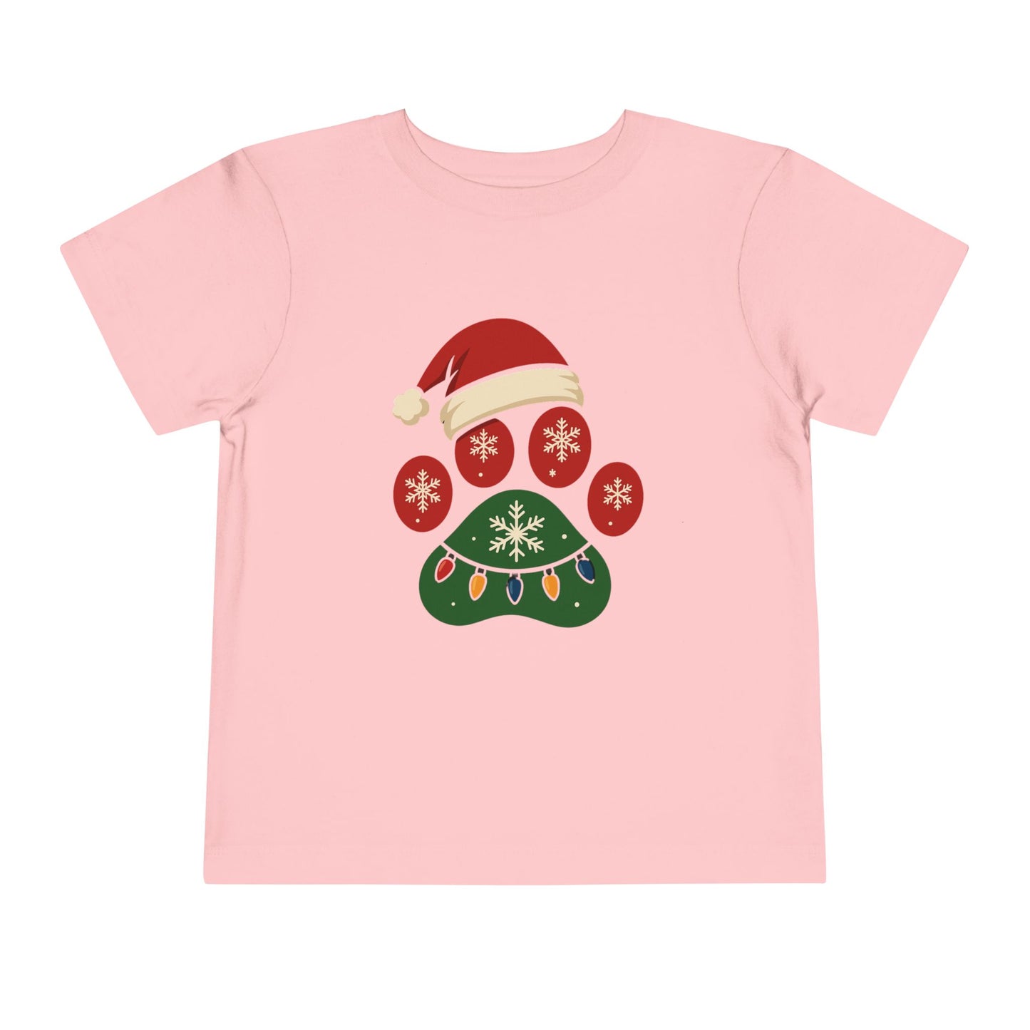 Christmas Toddler Tee with Holiday Paw Print Design, Cute Kids T-Shirt, Santa Dogs Tee, Holiday Outfit, Festive Child Shirt