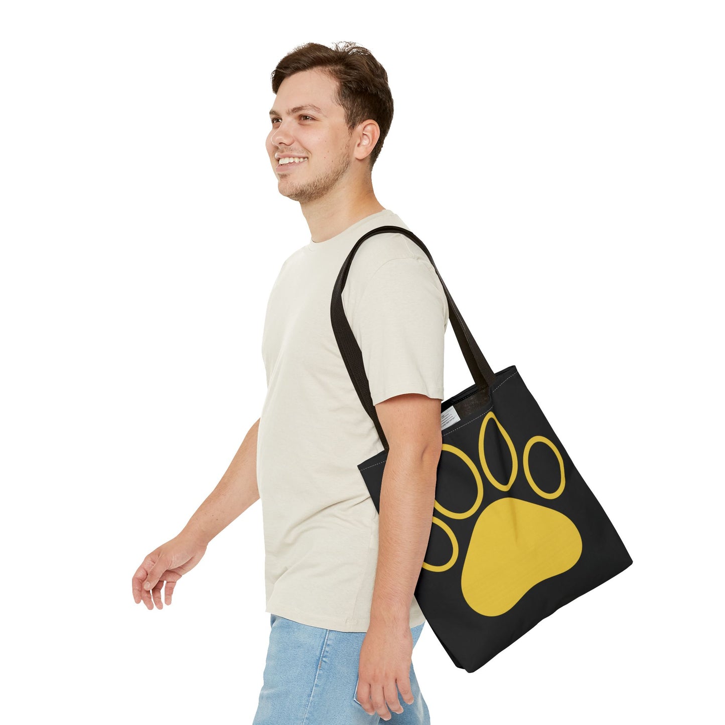 Custom Pet Lover Tote Bag, Yellow Paw Print, Eco-Friendly Bag, Gift for Pet Parents, Dog Mom Bag, Animal Lover Bag