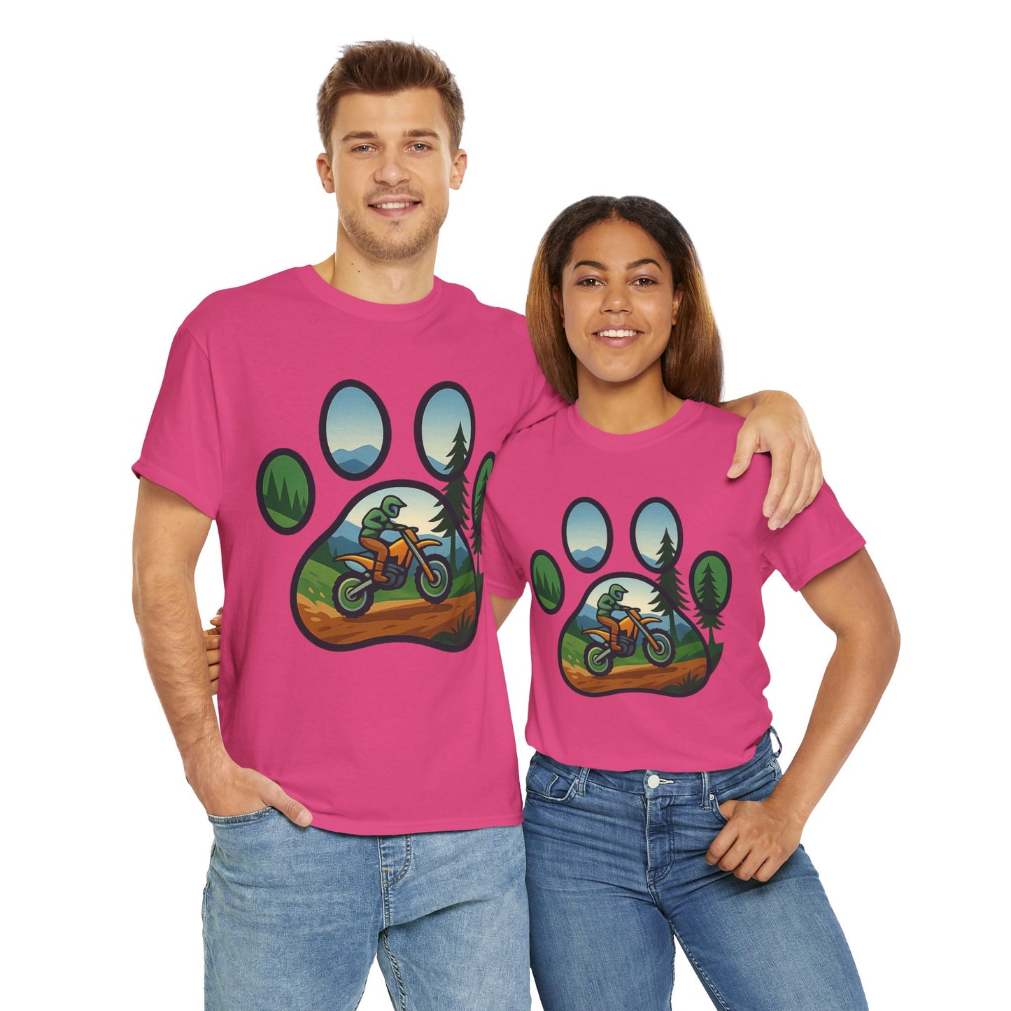 Adventure Paw Print T-Shirt, Unisex Cotton Tee, Outdoor Enthusiast Gift, Nature Lover Shirt, Motorcycle Graphics Tee