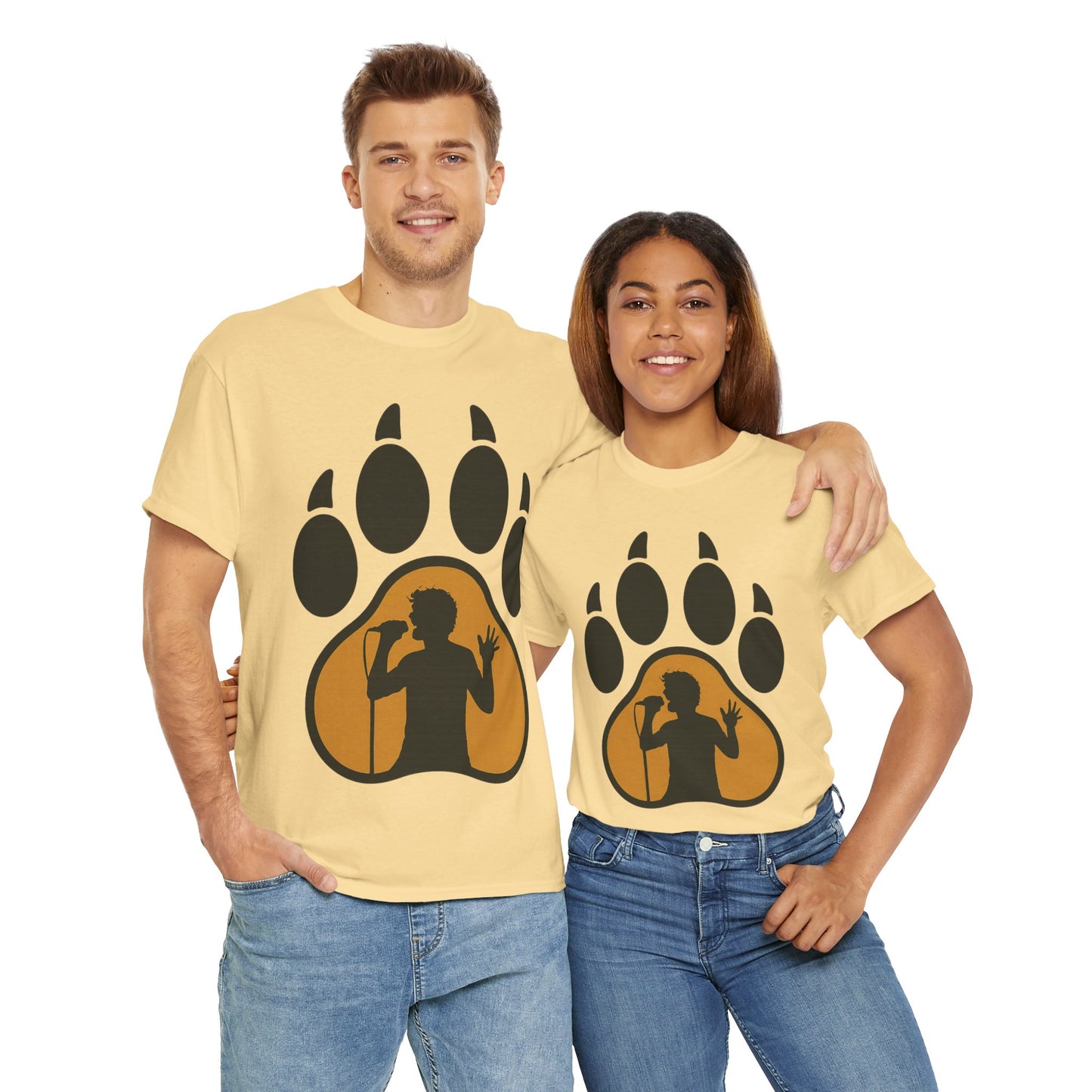 Rockin' Paw Print Tee - Unisex Cotton Shirt for Animal Lovers, Music Fans, Gifts, Concerts, Hipster Style