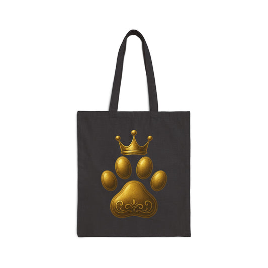Royal Paw Print Cotton Tote Bag, Pet Lover Gift, Animal Mom Bag, Eco-Friendly Shopping Tote, Birthday Gift for Dog Owners