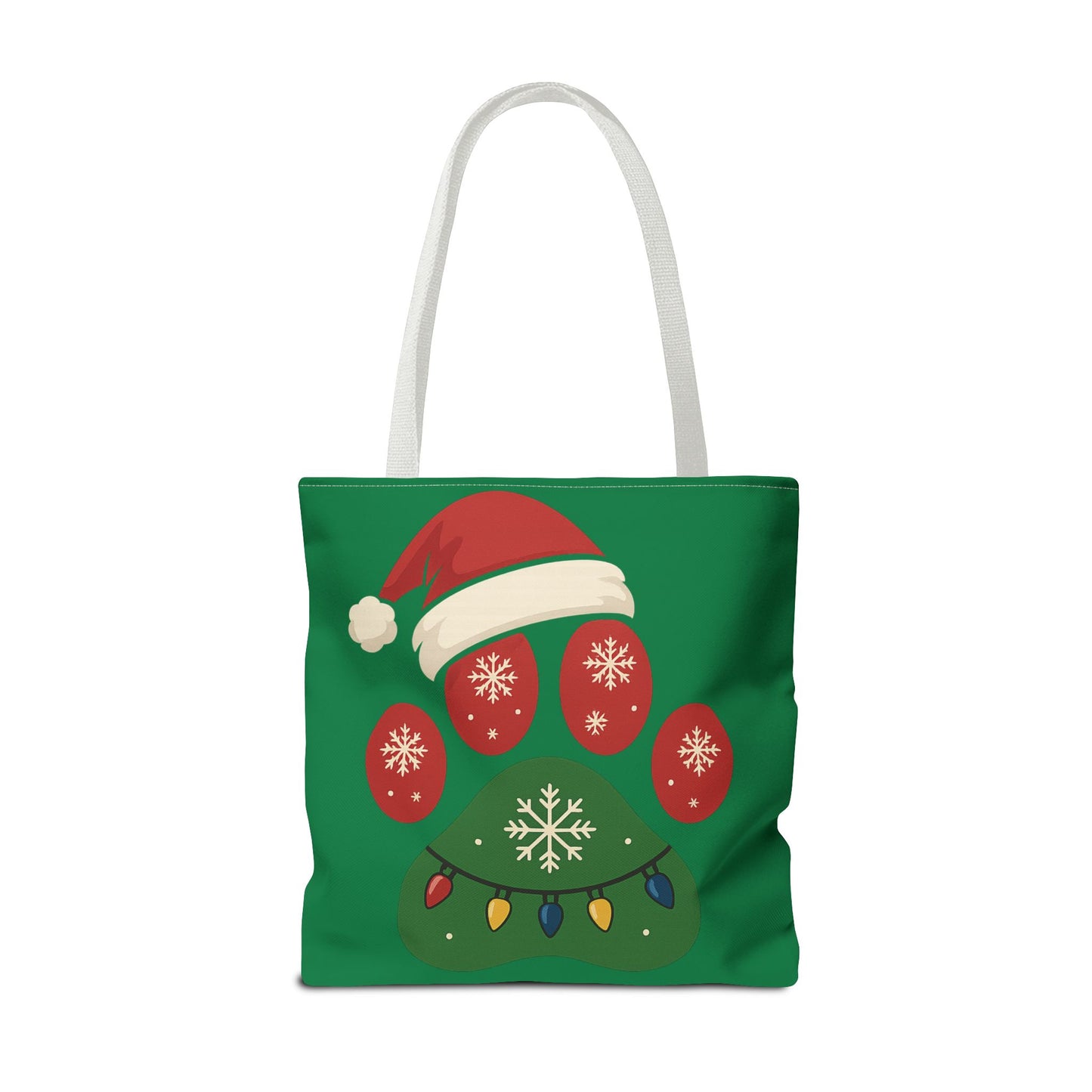 Festive Animal Paw Print Tote Bag, Holiday Shopper Tote, Christmas Gift Bag, Eco-Friendly Holiday Tote, Pet Lover's Tote