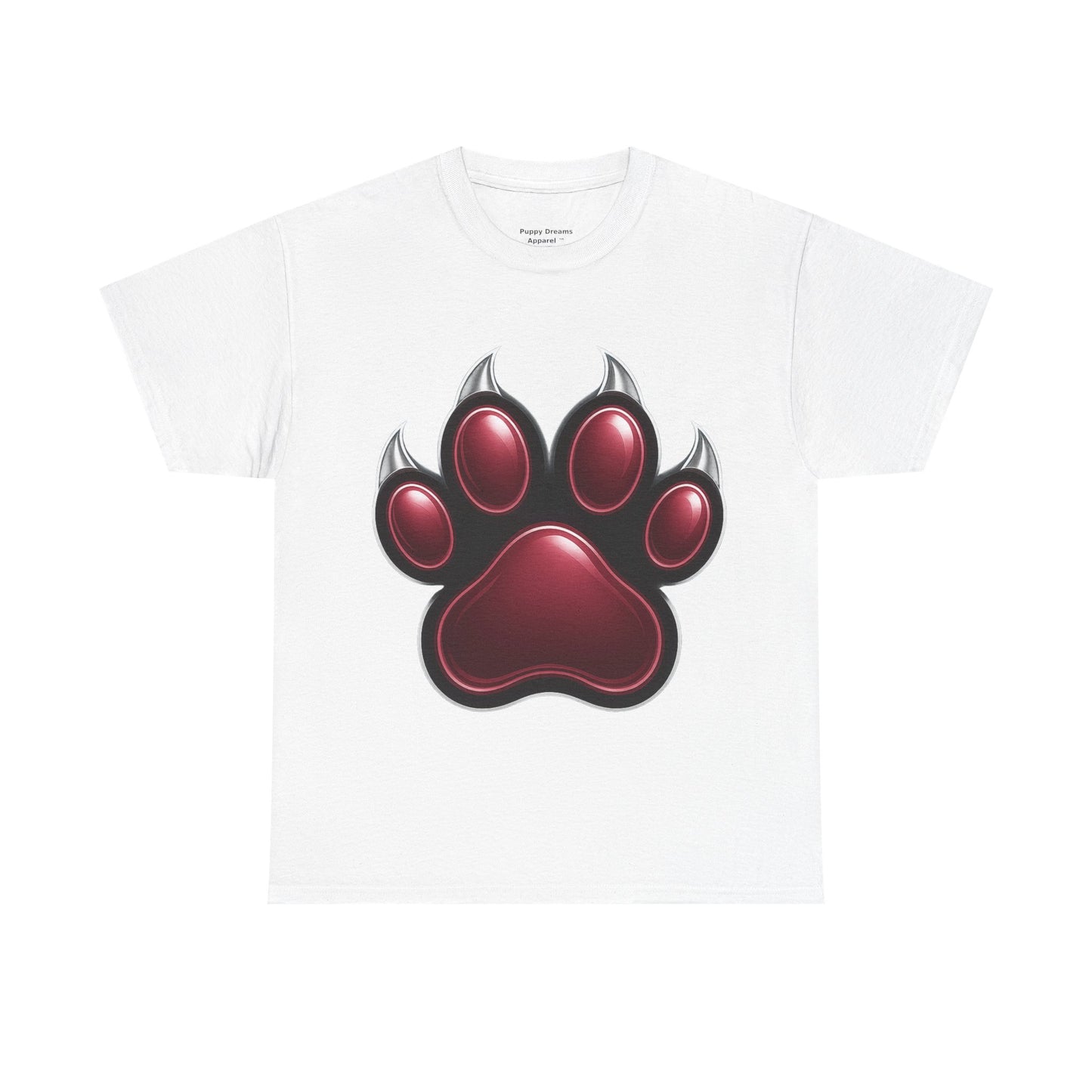 Stylish Unisex Heavy Cotton Tee with Bold Red Paw Print, Pet Lover Gift, Animal Rescue Fundraiser, Casual Wear, Everyday Essentials