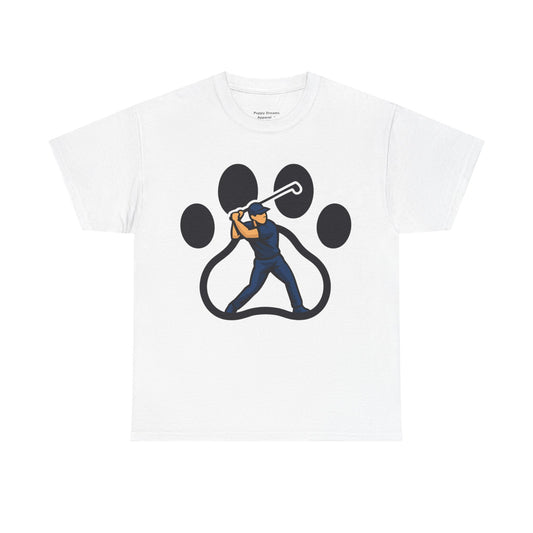 Paw Print Baseball Tee, Unisex Heavy Cotton Tee, Animal Lover Gift, Dog Dad Shirt, Casual Wear, Perfect for Birthdays, Sports Events