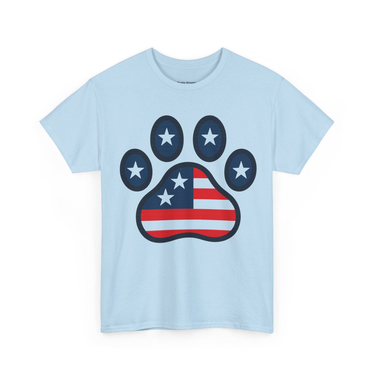 Patriotic Paw Print Tee, Cute Pet Lover T-shirt, Fashion Gift for Dog Owners, 4th of July Shirt, Casual Cotton Top