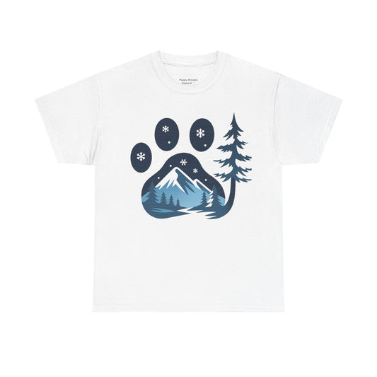 Mountain Paw Print Tee, Nature Lover Gift, Hiking T-Shirt, Animal Print Shirt, Unisex Graphic Tee, Outdoor Adventure Wear