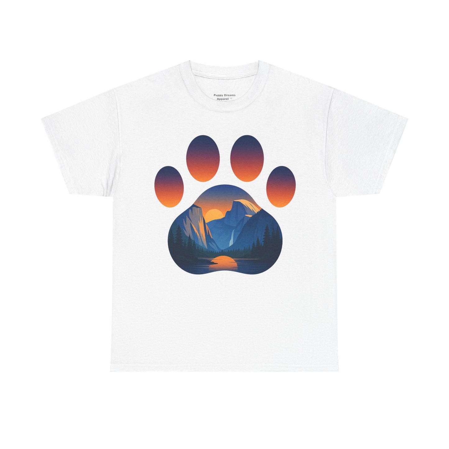 Mountain Sunset Paw Print Tee for Animal Lovers, Unisex Cotton Shirt, Gift for Pet Owners, Nature-Themed T-Shirt, Casual Wear