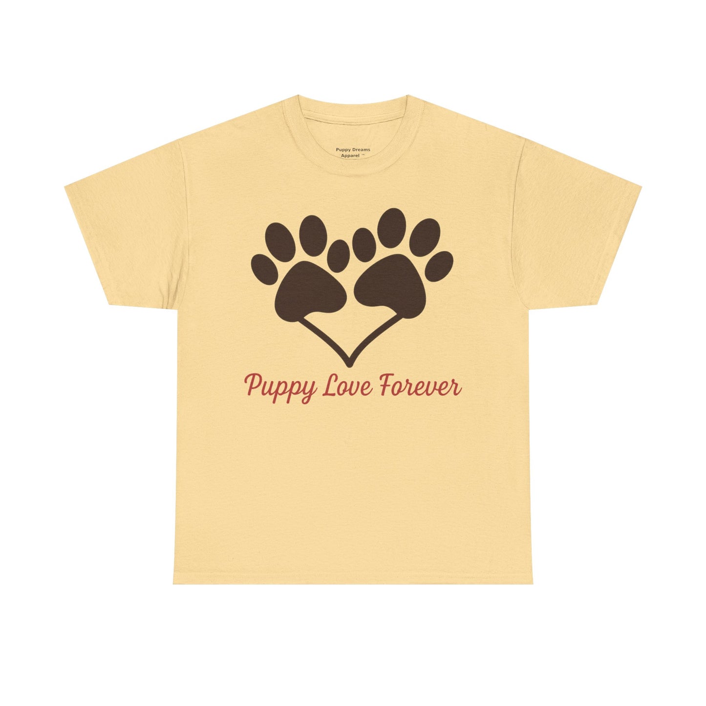 Puppy Love Forever Unisex Heavy Cotton Tee, Dog Lover Gift, Heart Paw Print Shirt, Pet Adoption Awareness, Animal Rescue T-Shirt