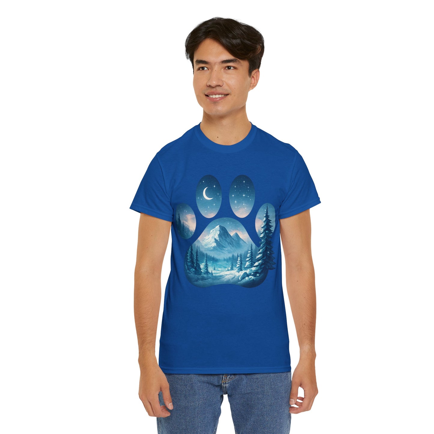 Nature-Inspired Paw Print Tee, Ideal for Pet Lovers, Perfect Gift for Birthdays, Relaxed Fit, Outdoor Adventures, Eco-Friendly