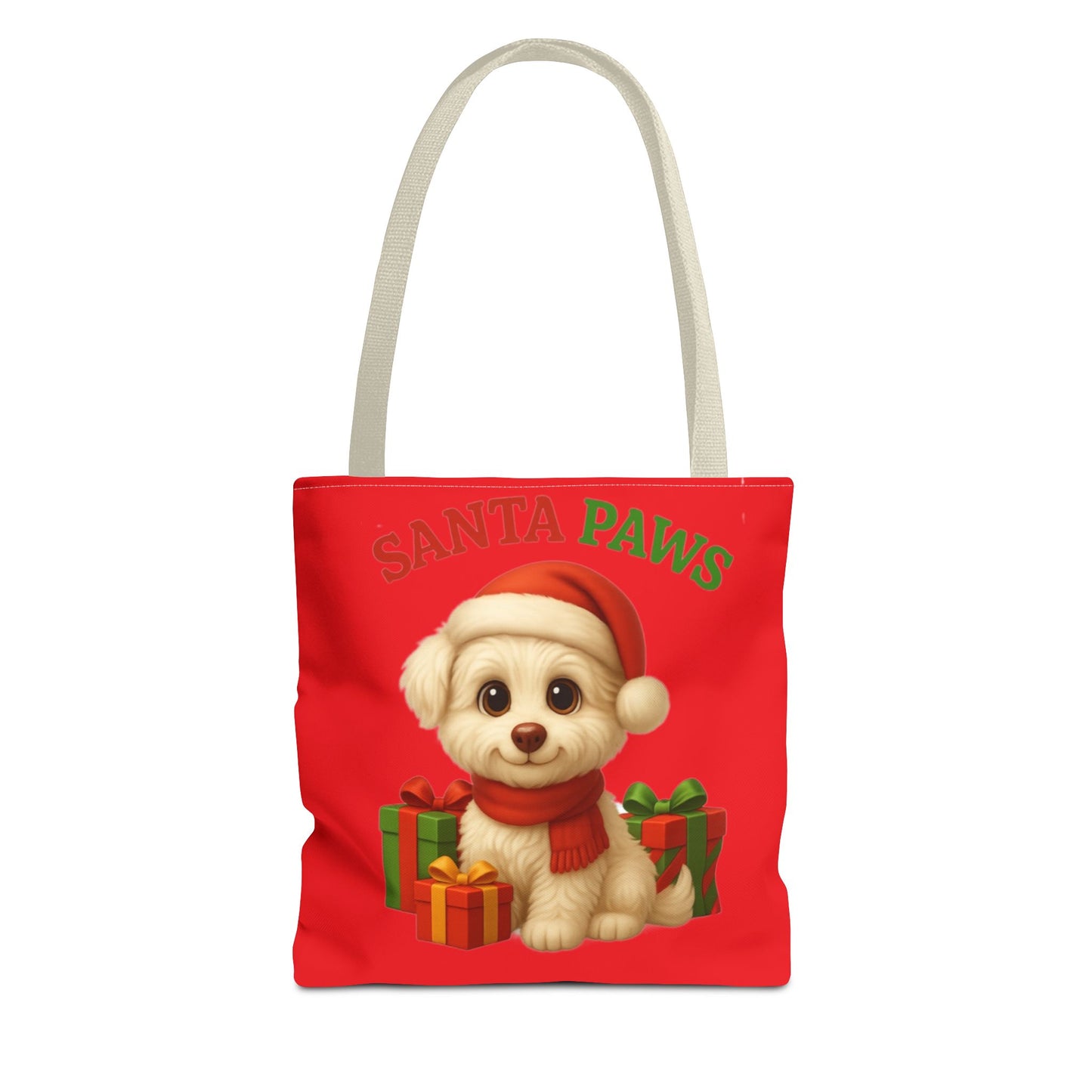 Adorable Santa Paws Tote Bag | Cute Christmas Pet Gift, Holiday Shopping, Pet Lover Accessory, Festive Handbag, Paw Print Tote