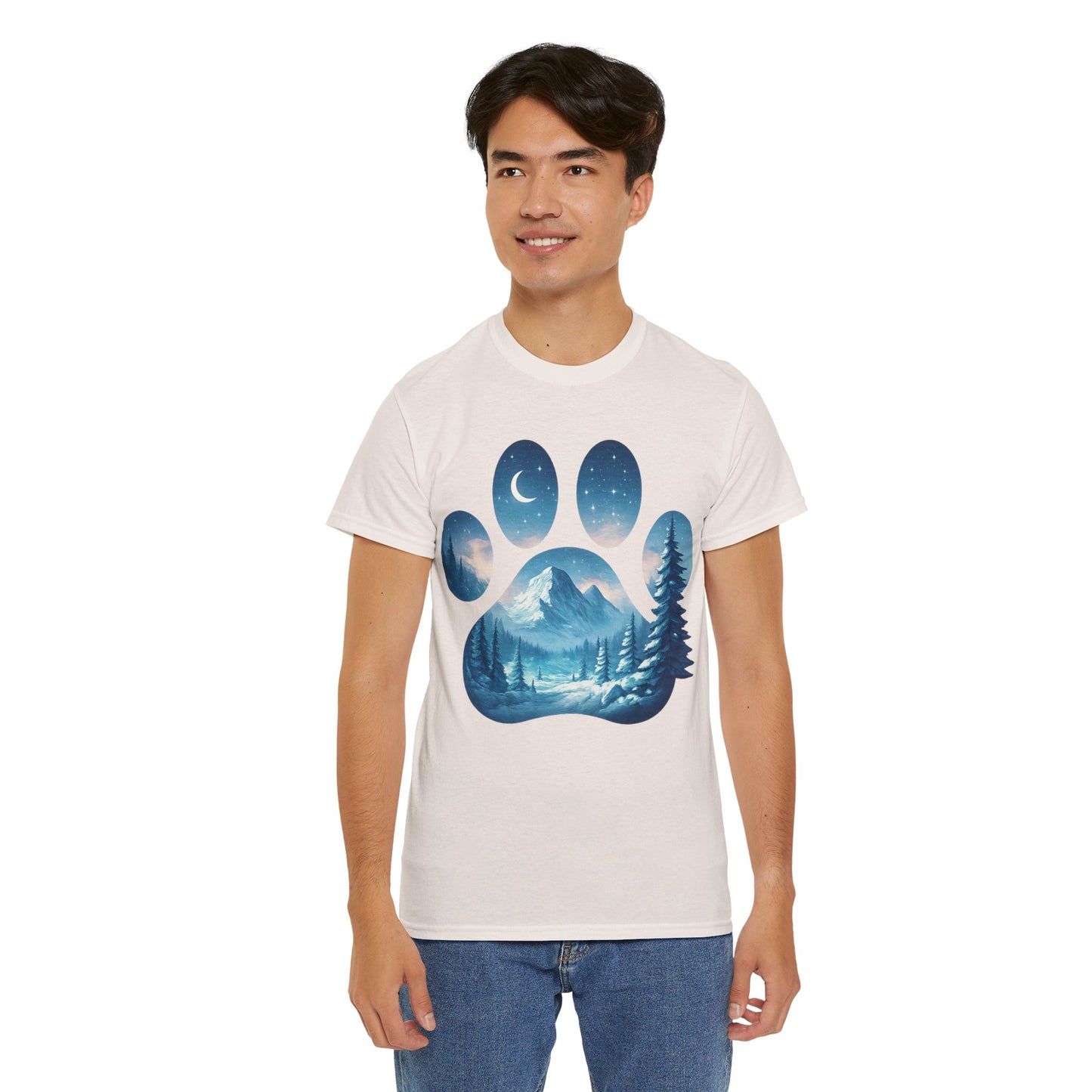 Nature-Inspired Paw Print Tee, Ideal for Pet Lovers, Perfect Gift for Birthdays, Relaxed Fit, Outdoor Adventures, Eco-Friendly