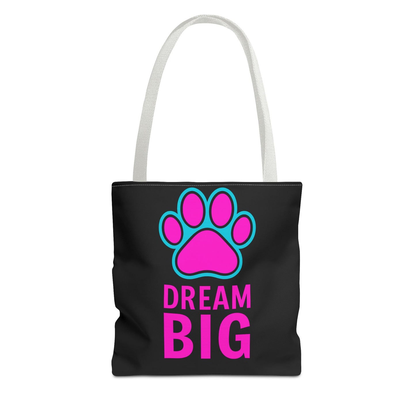 Dream Big Paw Print Tote Bag, Cute Dog Lover Gift, Pet Mom Accessory, Reusable Shopping Bag, Inspirational Dog Tote