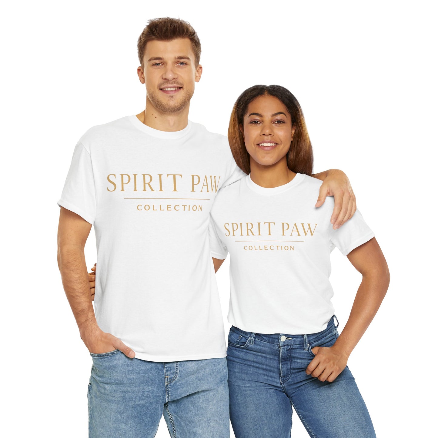 Unisex Spirit Paw Heavy Cotton Tee - Comfortable Tee for Animal Lovers, Casual Wear, Gift for Pet Owners, Everyday Style, Soft Cotton Shirt