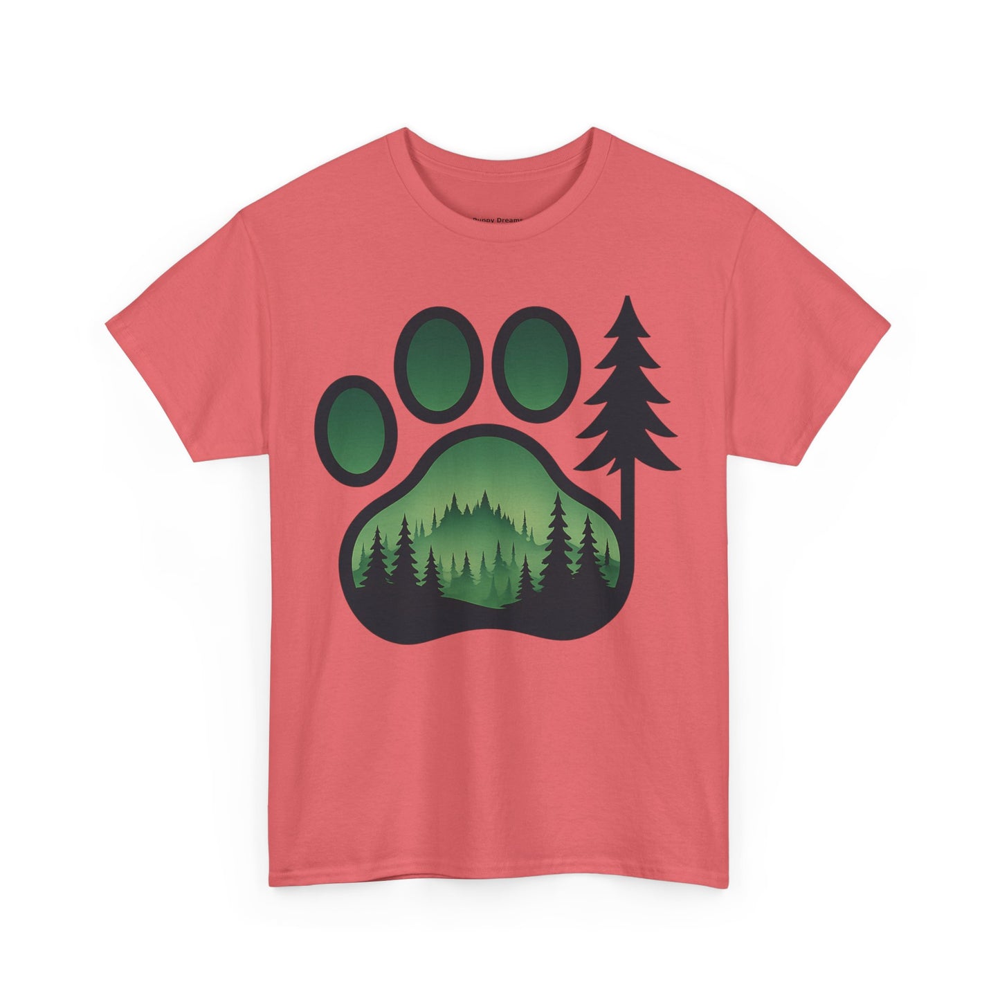 Eco-Friendly Unisex Cotton Tee with Forest and Paw Print Design, Nature Lover Gift, Animal Advocacy T-Shirt, Adventure Wear, Casual Outfit