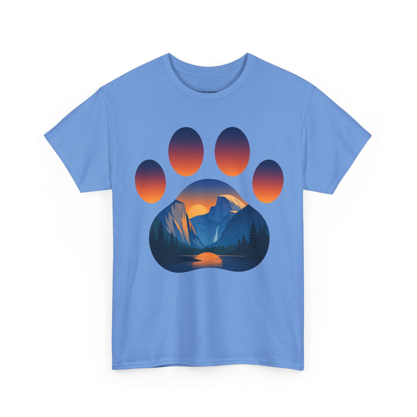 Mountain Sunset Paw Print Tee for Animal Lovers, Unisex Cotton Shirt, Gift for Pet Owners, Nature-Themed T-Shirt, Casual Wear