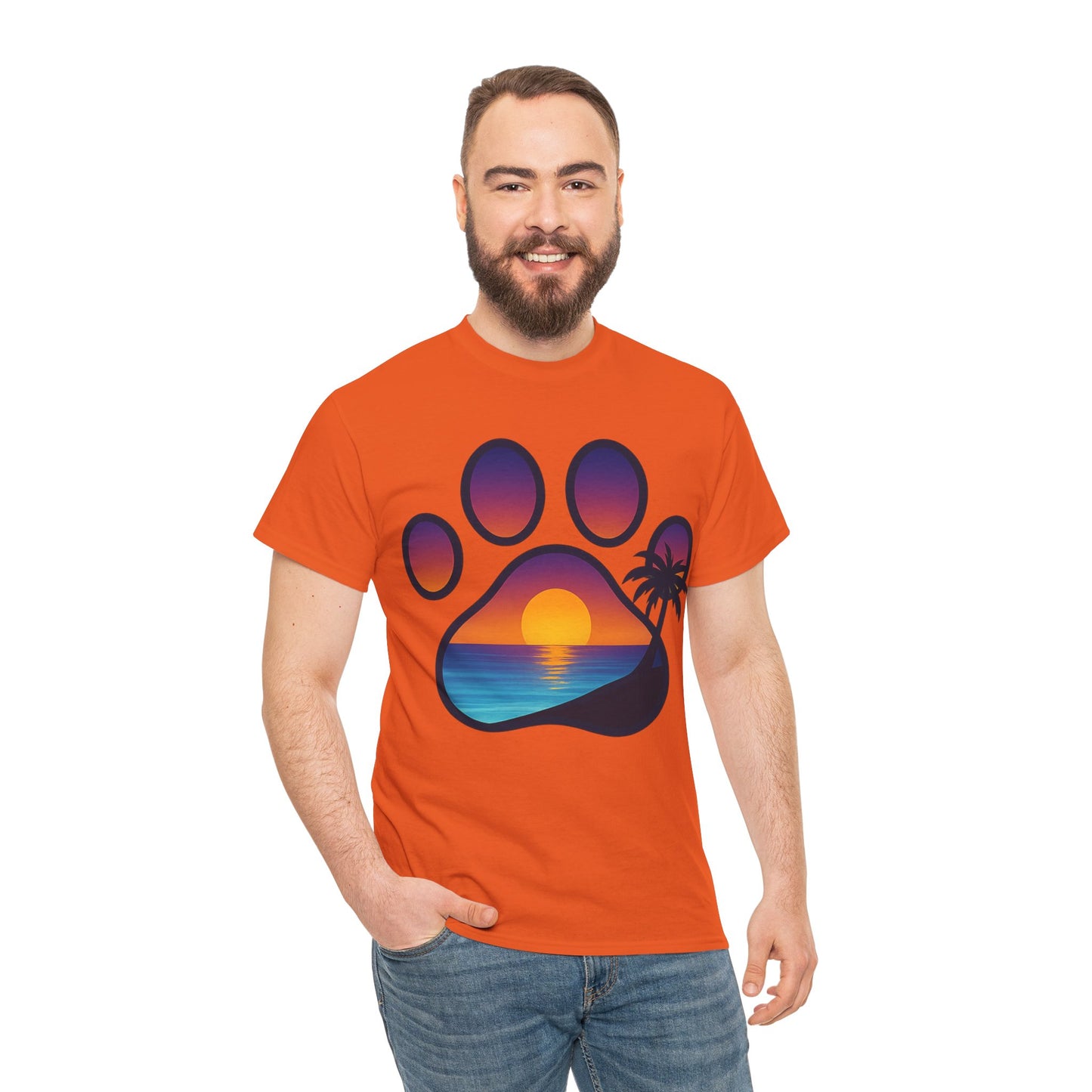 Sunset Beach Paw Print Tee | Pet Lovers Shirt, Gift for Dog Owners, Casual Wear, Summer Vibes, Animal Lover Apparel