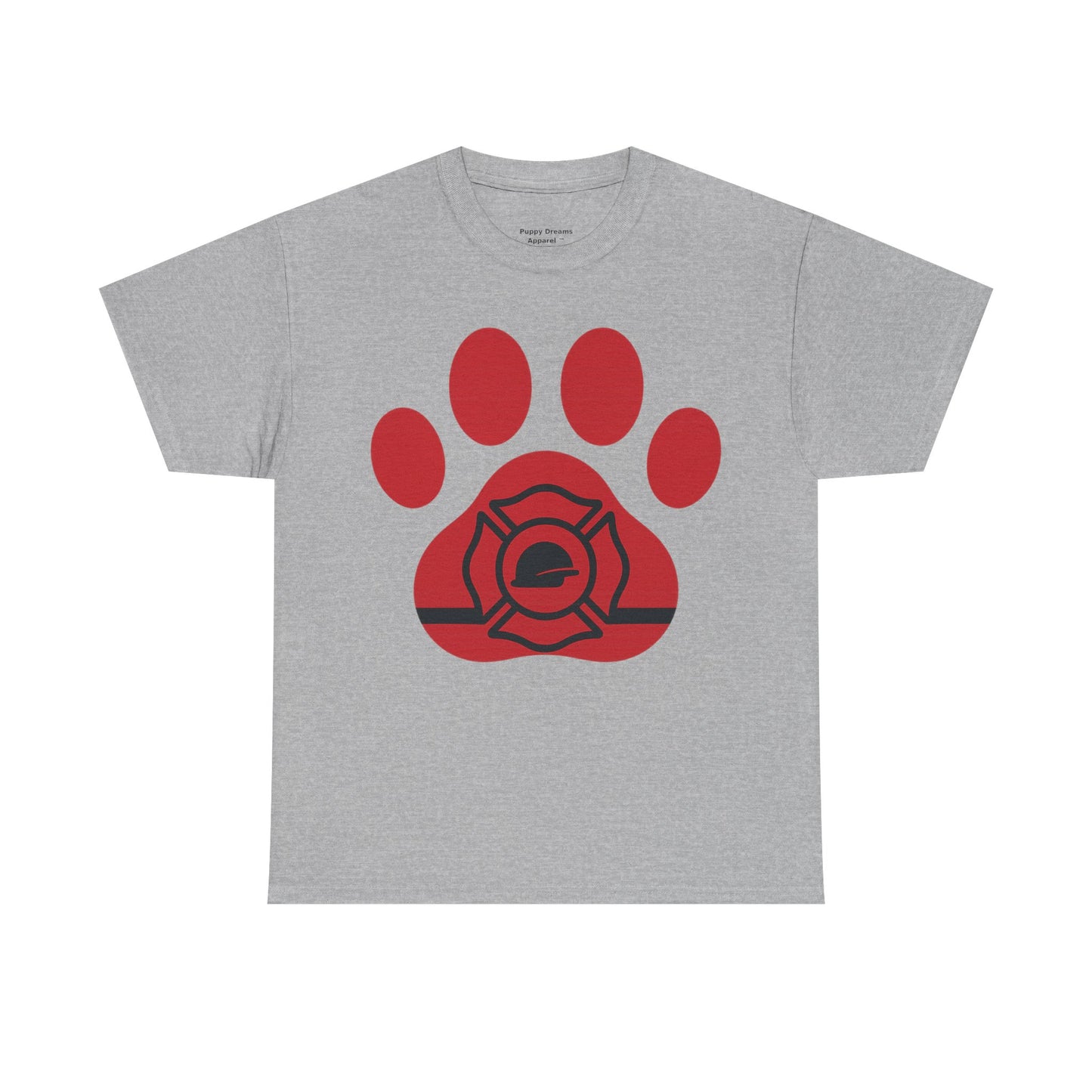 Firefighter Paw Print Tee, Unisex Heavy Cotton T-Shirt, Animal Lover Gift, Firefighter Appreciation, Casual Wear, Pet Lover Apparel