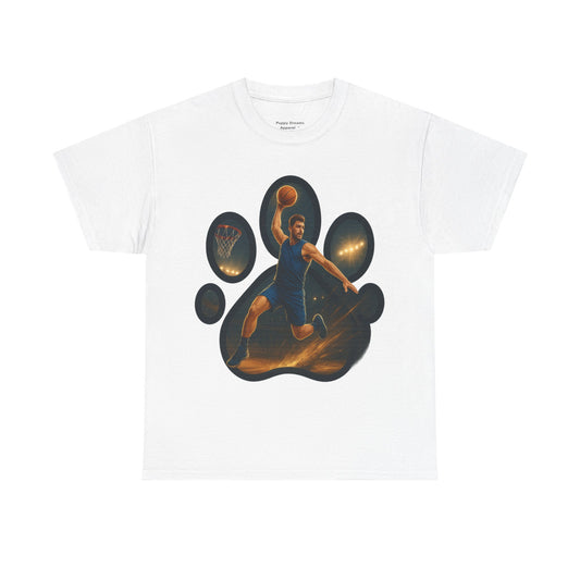 Paw Print Sports Tee | Unisex Heavy Cotton T-Shirt, Animal Lover Gift, Athletes Apparel, Cool Gym Wear, Unique Pet Lover Gift