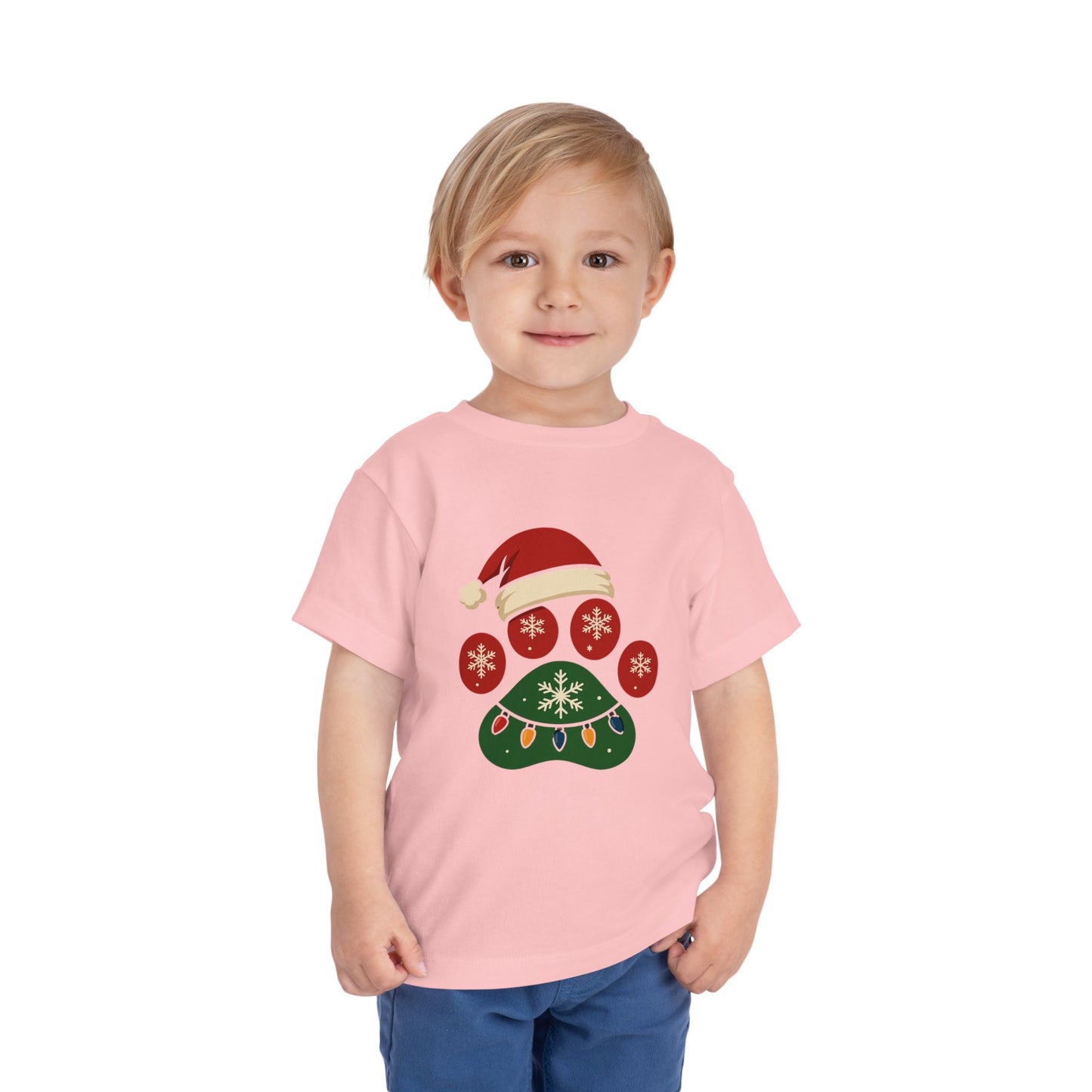 Christmas Toddler Tee with Holiday Paw Print Design, Cute Kids T-Shirt, Santa Dogs Tee, Holiday Outfit, Festive Child Shirt