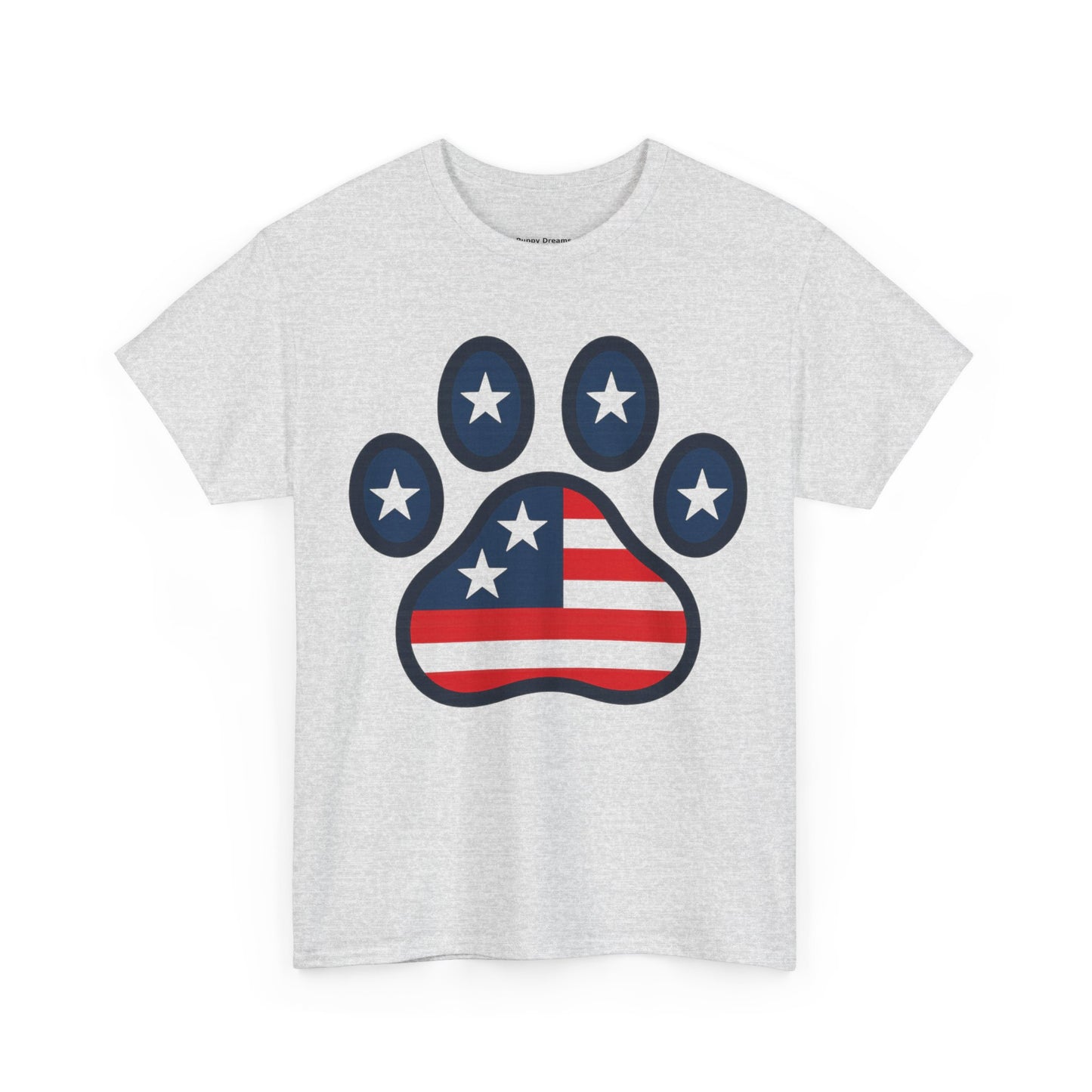 Patriotic Paw Print Tee, Cute Pet Lover T-shirt, Fashion Gift for Dog Owners, 4th of July Shirt, Casual Cotton Top