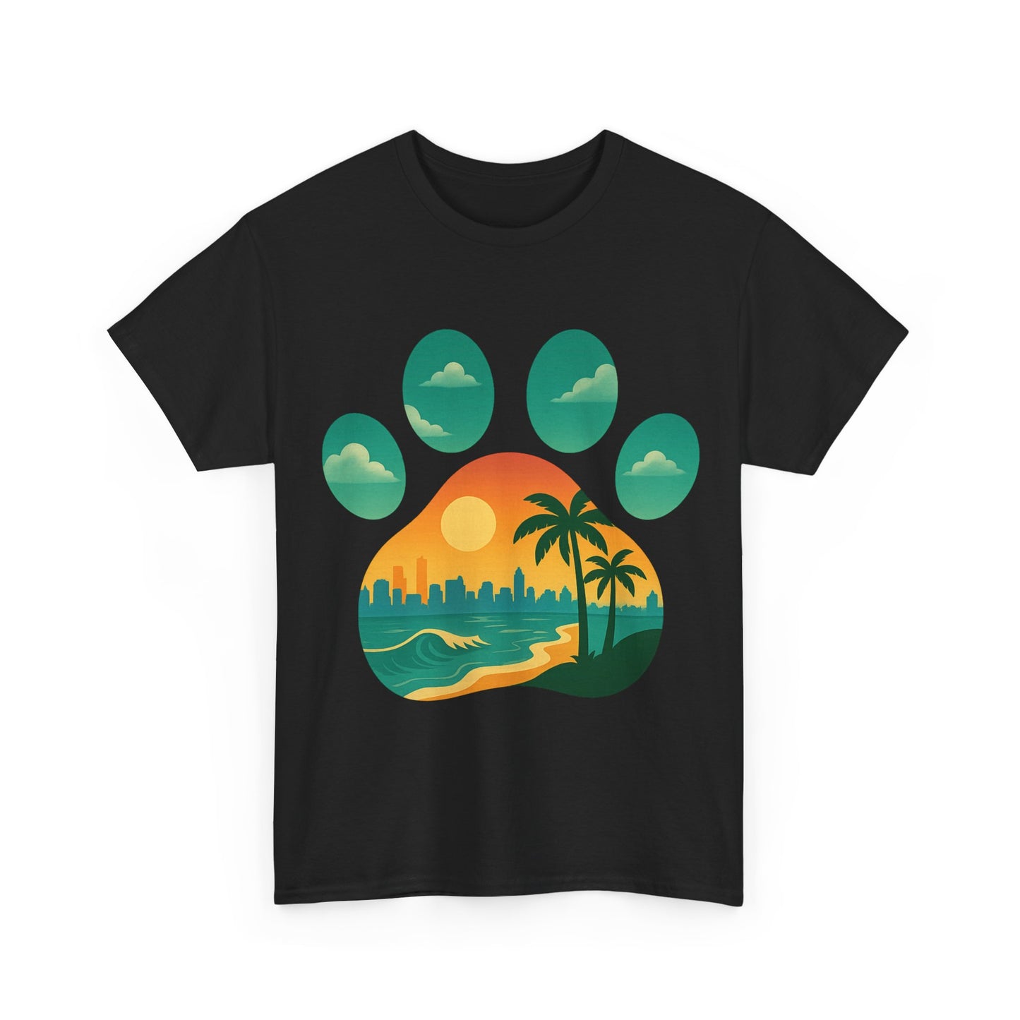 T-Shirt with Palm Tree Sunset Design, Beach Lover Gift, Unisex Shirt, Summer Vibes Tee, Casual Wear, Nature-Inspired Fashion