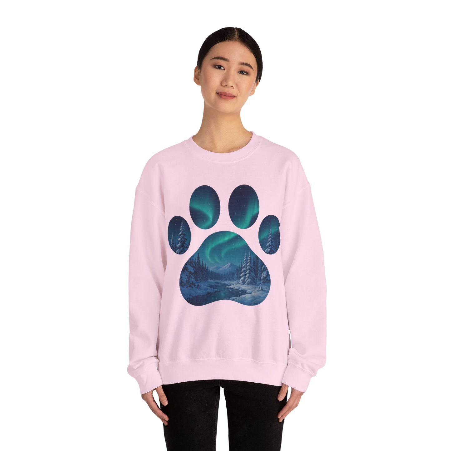 Cozy Wilderness Paw Print Sweatshirt | Unisex Crewneck, Nature Lover Gift, Eco-Friendly Apparel, Perfect for Campers, Animal Lovers