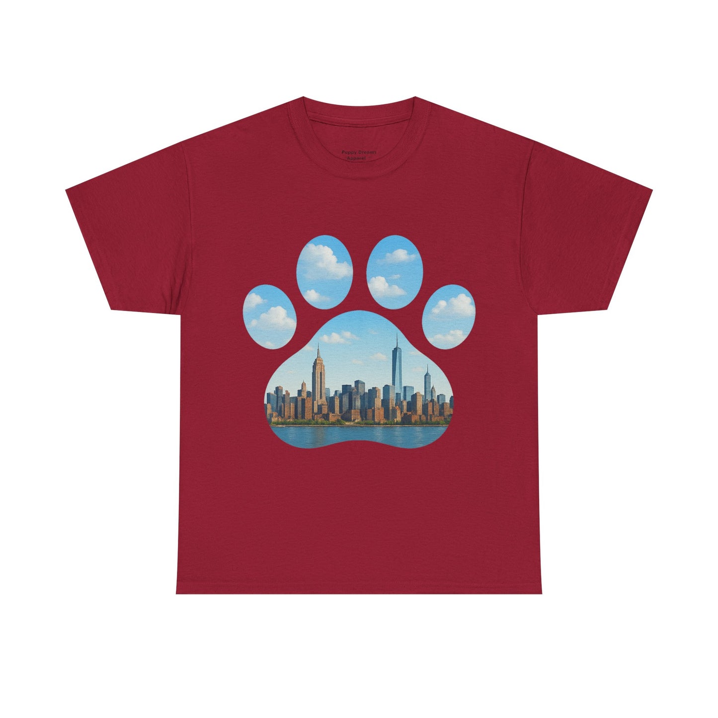 Cityscape Paw Print Unisex Heavy Cotton Tee, Dog Lover Gift, Casual Wear, Pet-Themed Apparel, Animal Lover Shirt, Nature-Inspired Tee