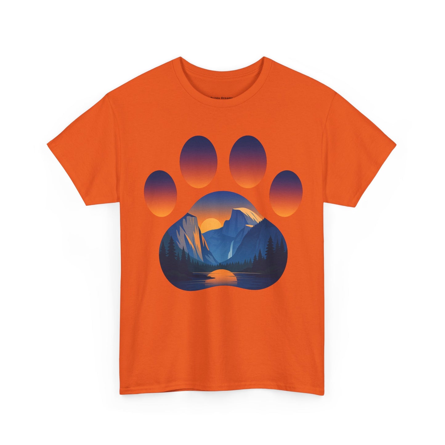 Mountain Sunset Paw Print Tee for Animal Lovers, Unisex Cotton Shirt, Gift for Pet Owners, Nature-Themed T-Shirt, Casual Wear