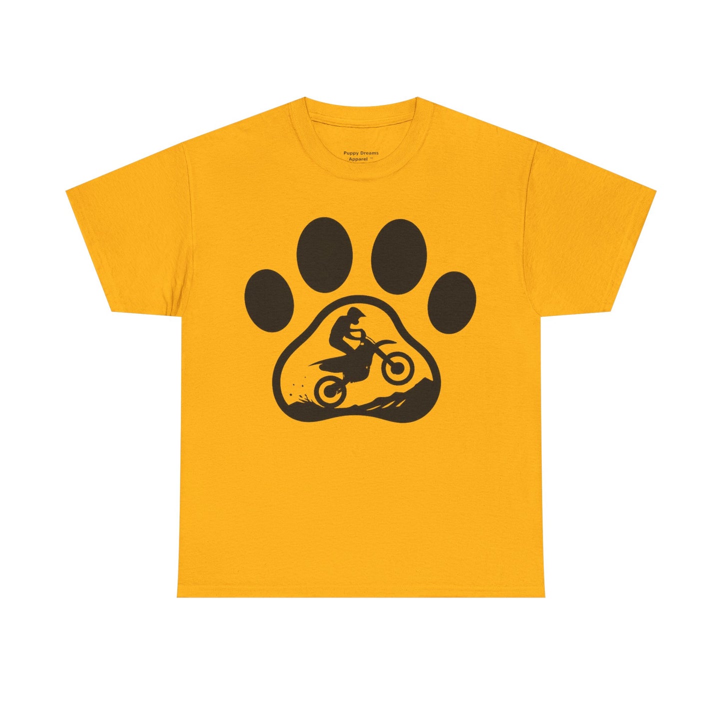 Motorcycle Paw Print Tee for Animal Lovers, Unisex Heavy Cotton Tee, Gift for Bikers, Dog Dad Shirt, Casual Wear, Paw Print Design