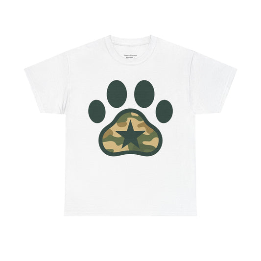 Camo Paw Print Tee, Animal Lover Shirt, Unisex Cotton T-Shirt, Pet Owner Gift, Casual Wear, Nature-Themed Apparel