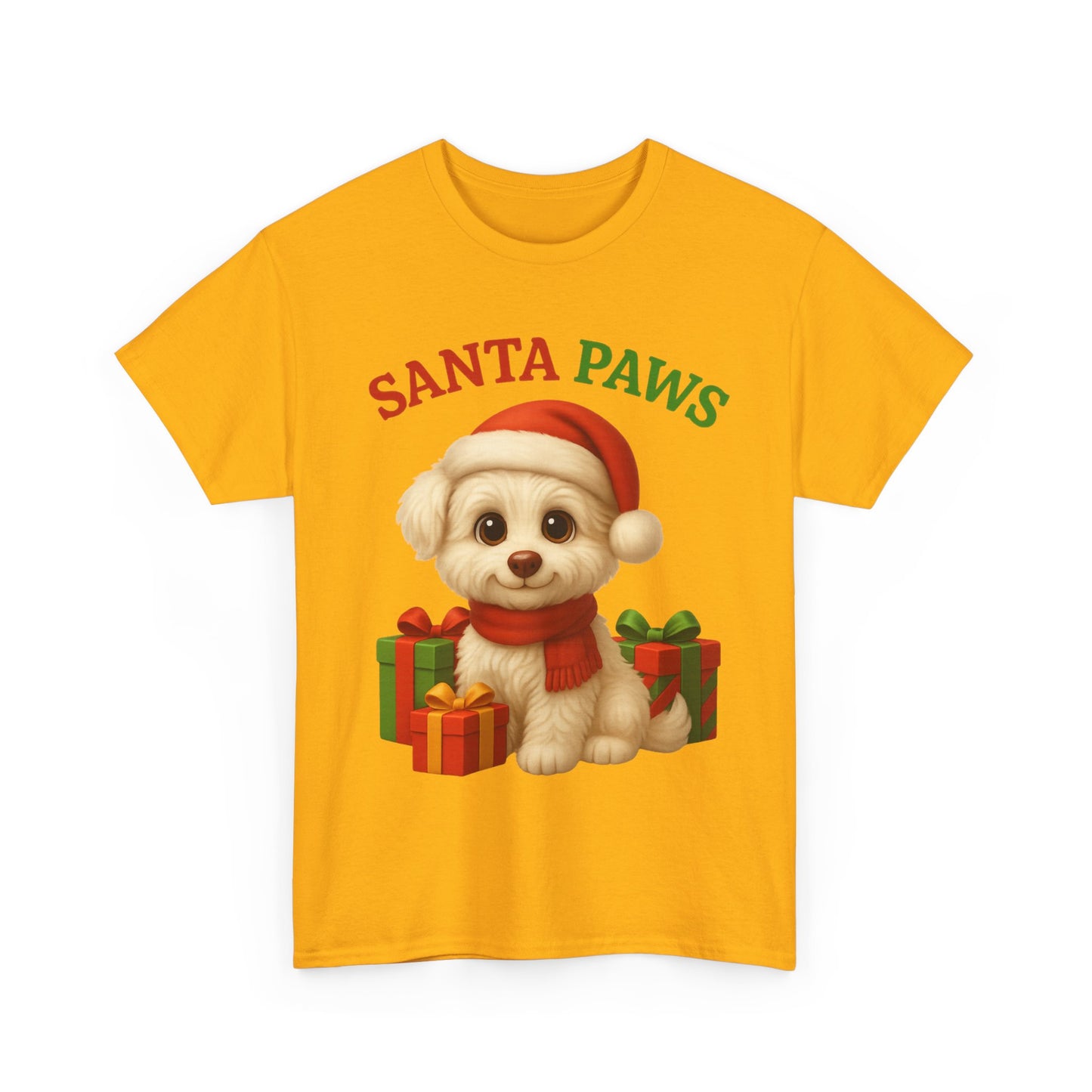 Santa Paws Unisex Heavy Cotton Tee - Festive Holiday Shirt, Christmas Dog Lovers, Pet Gifts, Cute Animal Apparel, Winter Tee
