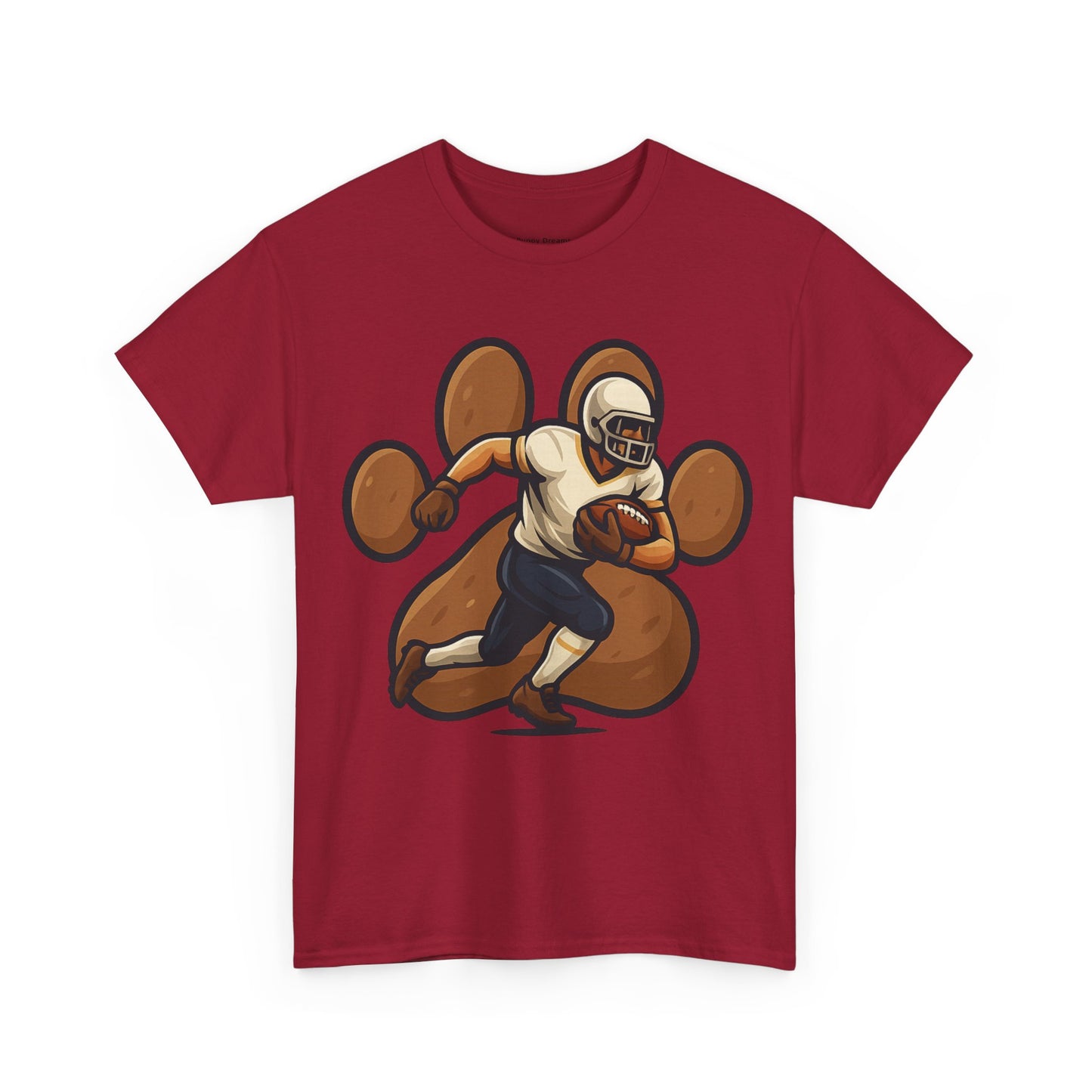 Football Paw Print Tee - Unisex Heavy Cotton T-Shirt, Sports Fan Gift, Game Day Apparel, Casual Wear, Team Spirit Tops