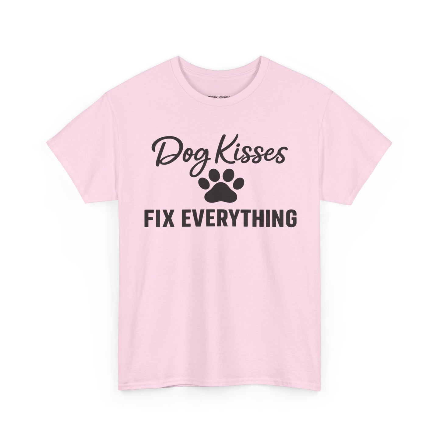 Dog Kisses Fix Everything Unisex Heavy Cotton Tee, Pet Lover Shirt, Gift for Dog Owners, Animal Rescue Supporter Tee, Casual Everyday Wear