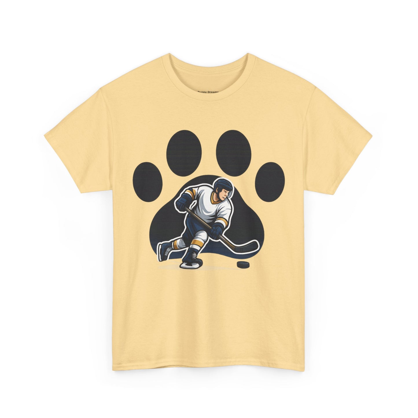 Hockey Paw Print Tee - Perfect for Ice Hockey Fans, Game Day Wear, Sports Events, Gifts for Athletes, Unisex Heavy Cotton T-Shirt