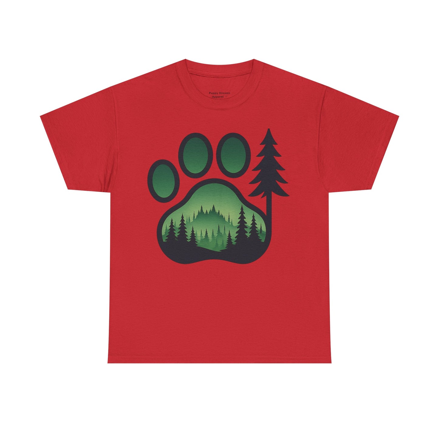 Eco-Friendly Unisex Cotton Tee with Forest and Paw Print Design, Nature Lover Gift, Animal Advocacy T-Shirt, Adventure Wear, Casual Outfit
