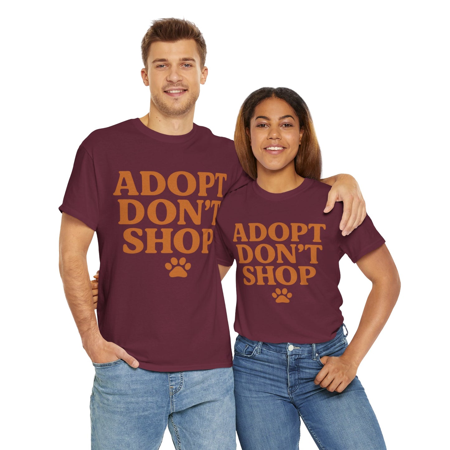 Adopt Don't Shop Unisex Heavy Cotton Tee, Pet Lover Gift, Animal Rescue T-Shirt, Ethical Fashion, Animal Rights, Casual Everyday Wear