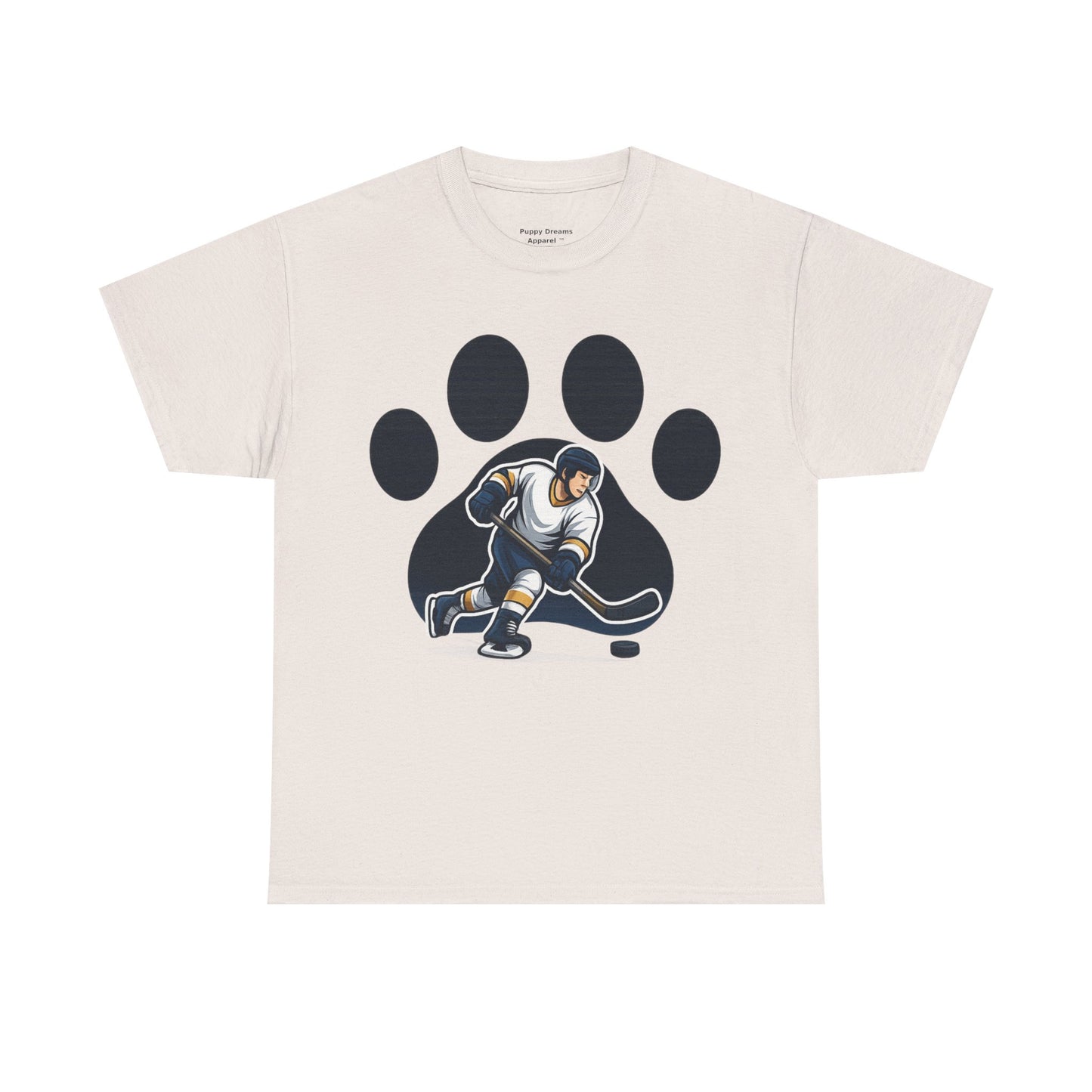 Hockey Paw Print Tee - Perfect for Ice Hockey Fans, Game Day Wear, Sports Events, Gifts for Athletes, Unisex Heavy Cotton T-Shirt