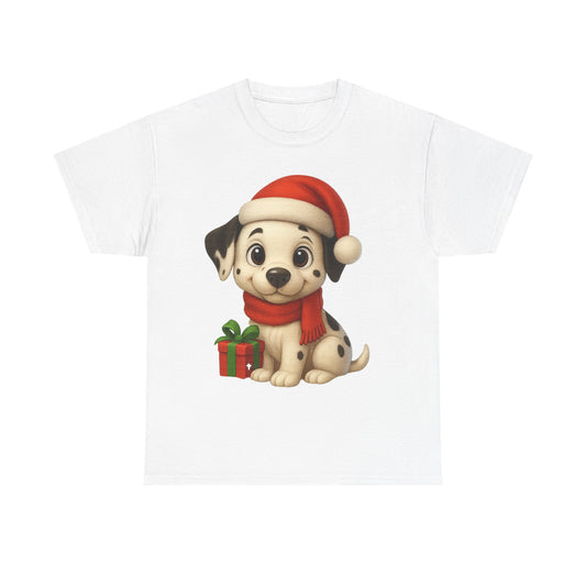 Adorable Christmas Puppy Tee - Unisex Heavy Cotton Tee