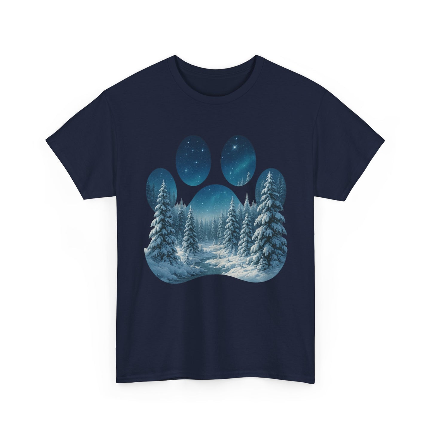 Nighttime Forest Scene Unisex Heavy Cotton Tee, Vintage Aesthetic T-Shirt, Nature Lover Gift, Outdoor Adventure Shirt, Cozy Casual Tee