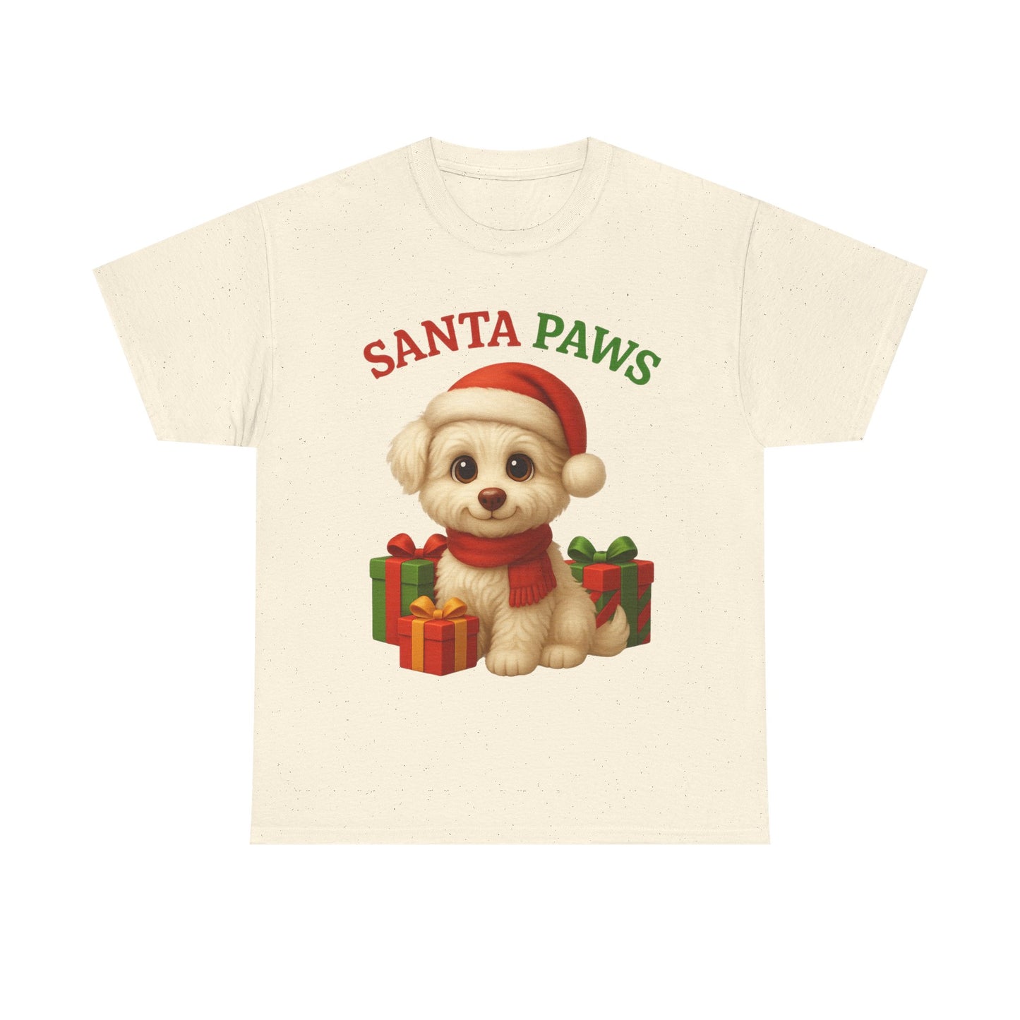 Santa Paws Unisex Heavy Cotton Tee - Festive Holiday Shirt, Christmas Dog Lovers, Pet Gifts, Cute Animal Apparel, Winter Tee