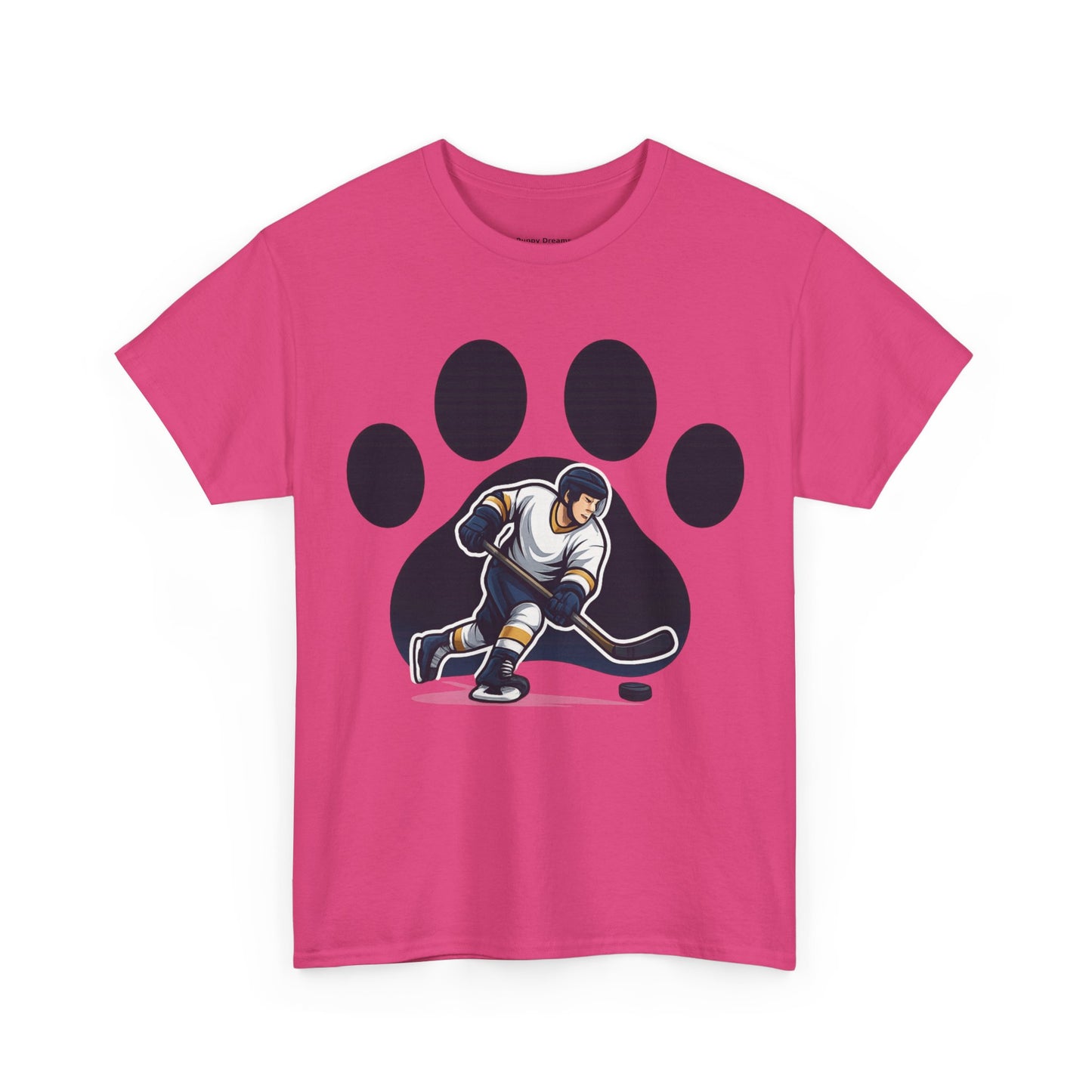 Hockey Paw Print Tee - Perfect for Ice Hockey Fans, Game Day Wear, Sports Events, Gifts for Athletes, Unisex Heavy Cotton T-Shirt