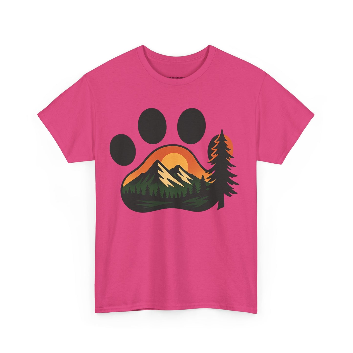 Nature-Inspired Paw Print Tee | Unisex Heavy Cotton T-Shirt for Animal Lovers, Outdoor Enthusiasts, Hiking, Camping, Gift Idea