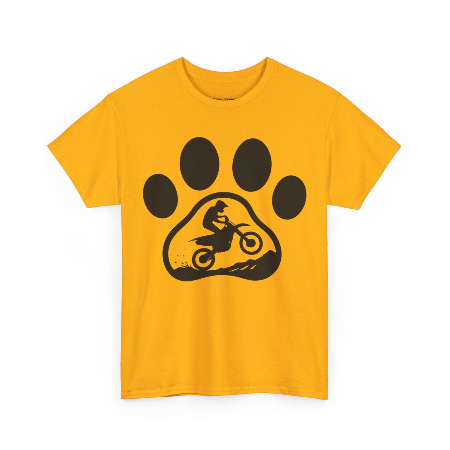 Motorcycle Paw Print Tee for Animal Lovers, Unisex Heavy Cotton Tee, Gift for Bikers, Dog Dad Shirt, Casual Wear, Paw Print Design