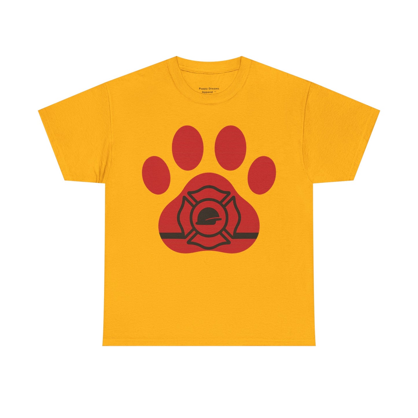 Firefighter Paw Print Tee, Unisex Heavy Cotton T-Shirt, Animal Lover Gift, Firefighter Appreciation, Casual Wear, Pet Lover Apparel