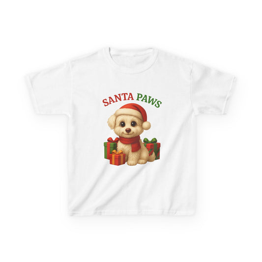 Santa Paws Kids Tee, Cozy Holiday T-Shirt for Children, Cute Christmas Apparel, Pet Lover Gift, Festive Kidswear
