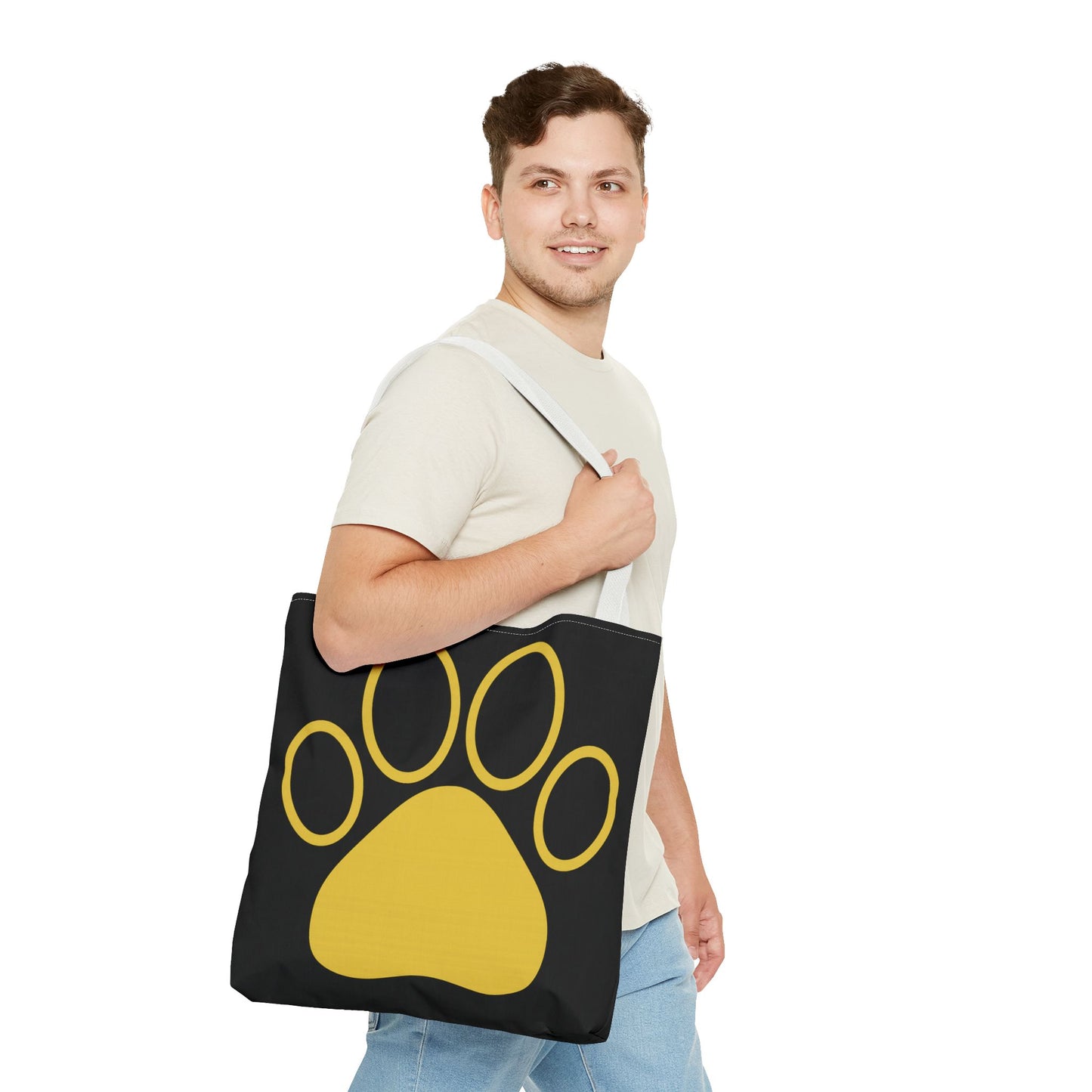 Custom Pet Lover Tote Bag, Yellow Paw Print, Eco-Friendly Bag, Gift for Pet Parents, Dog Mom Bag, Animal Lover Bag