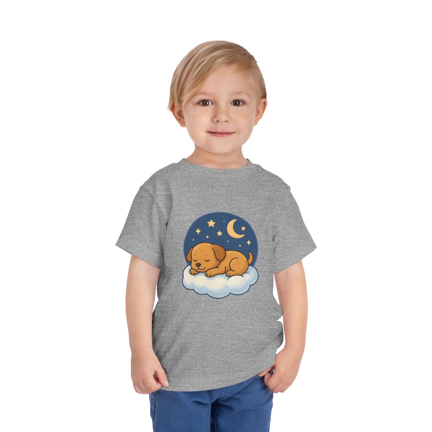 Sleepy Puppy Toddler Tee, Cute Dog Kids Shirt, Toddler Sleepwear, Baby Gift, Animal T-Shirt, Stars and Moon Design